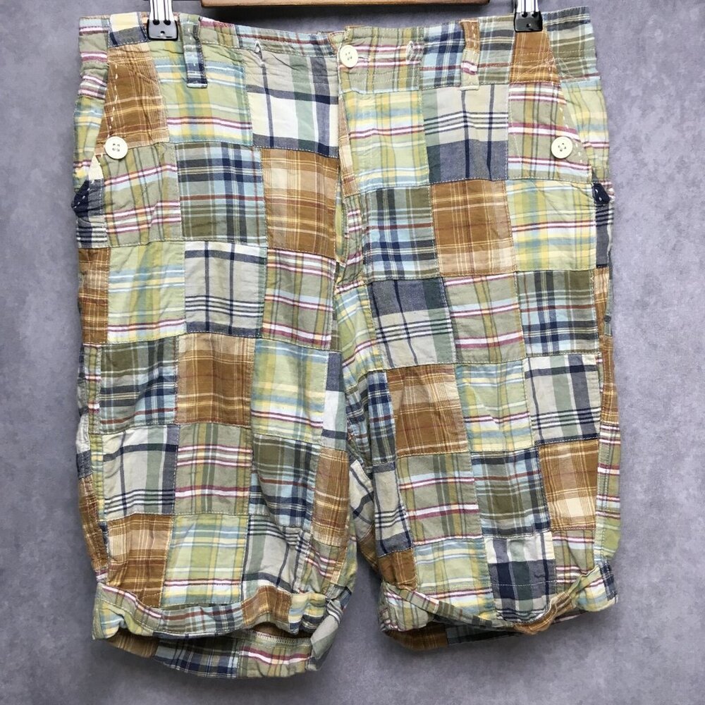 India Madras Quilted Plaid Shorts Mens size 30 to 32 Unbranded Adjustable‎ Waist